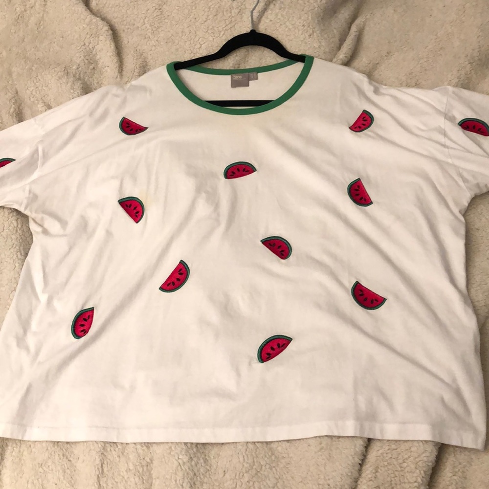 ASOS Curve Embroidered Watermelon Ringer Tee